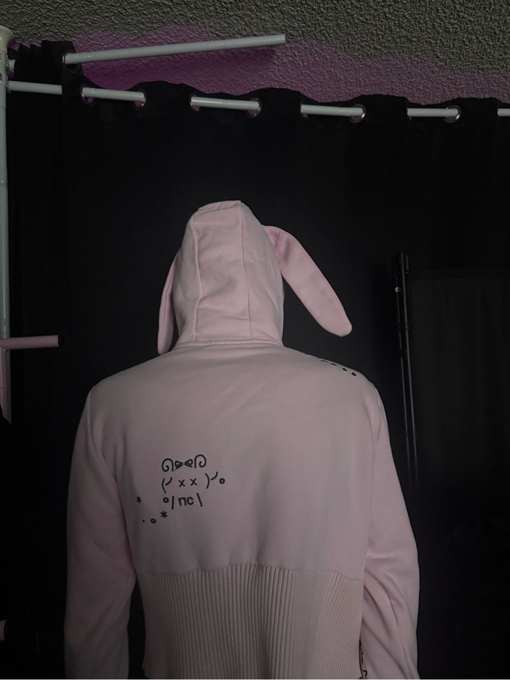 NAMED COLLECTIVE MALFUNCTION BUNNY FITTED HOODIE BABY PINK (DETACHABLE EARS)
